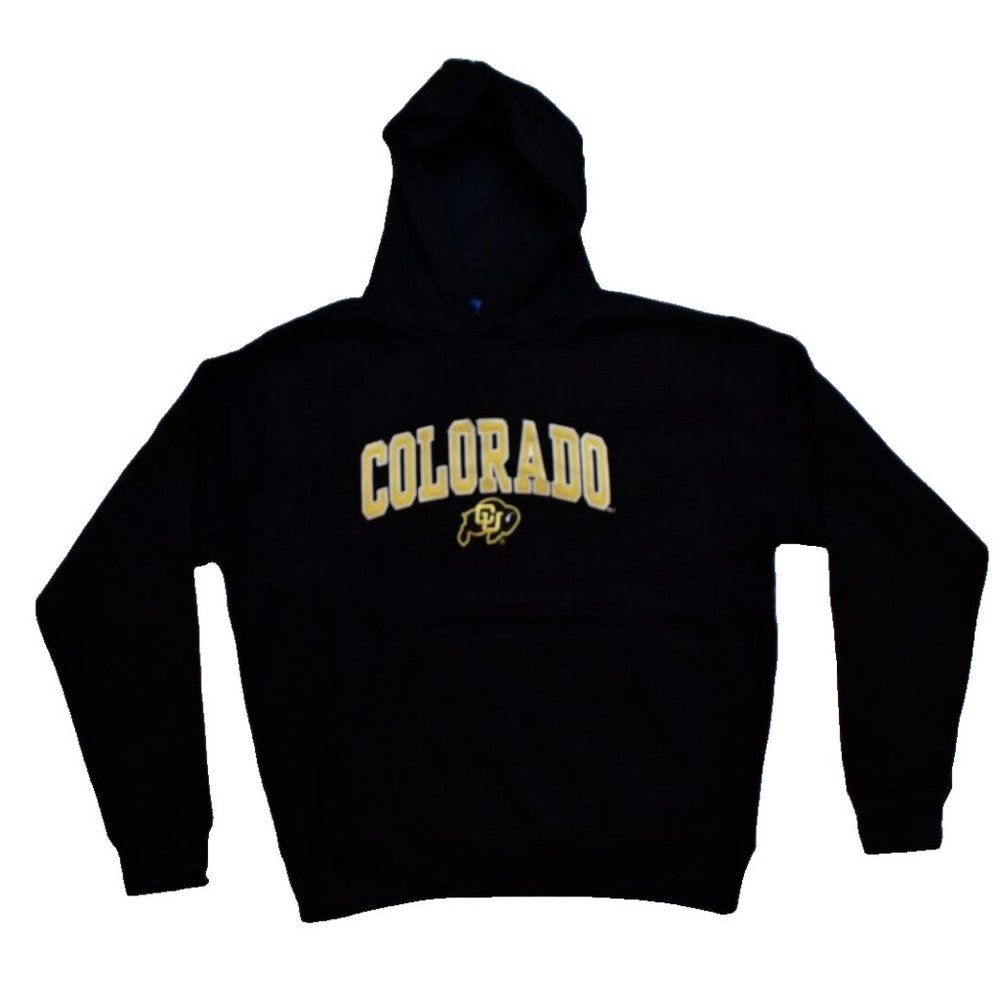 Old Varsity Brand Youth Boys Colorado Buffaloes Embroidered Black Hoodie New